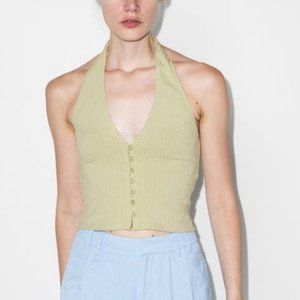 Reformation Pia Halterneck Knitted Top Pastel-Green size XS